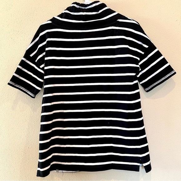 T by Talbots Women Black white stripes Pullover Sweater short sleeves size XS - Picture 7 of 10